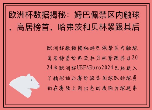 欧洲杯数据揭秘：姆巴佩禁区内触球，高居榜首，哈弗茨和贝林紧跟其后